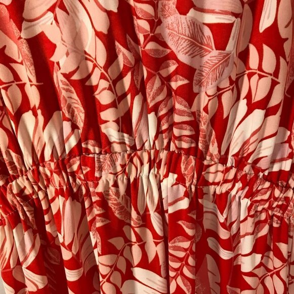 West Loop Dress Gathered Elastic Waist Raglan Sleeve FOrange Floral Size Medium - Picture 5 of 13